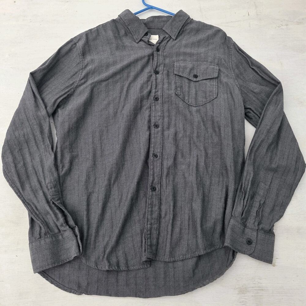 American Eagle Shirt Mens Large L Gray Striped Long Sleeve Button Up Casual